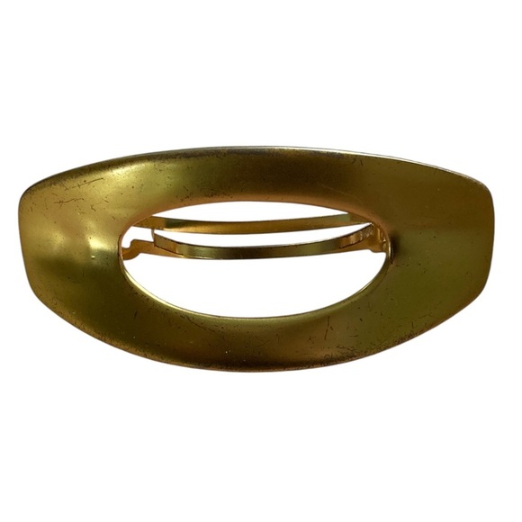 Hair Barrette Brushed Gold tone Clip Barrette Made in France Vintage 80s - Picture 6 of 6